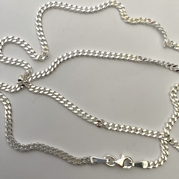 Unisex 925 Silver 4mm necklace 22 inches cuban chain - Picture 1 of 4